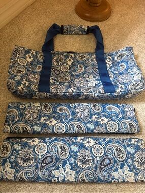 Blue Paisley Mahjong Storage Zipper Bag with 2  Matching Velcro Sleeves.